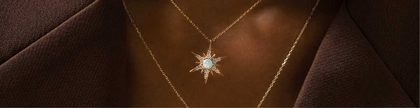 Opal star necklace