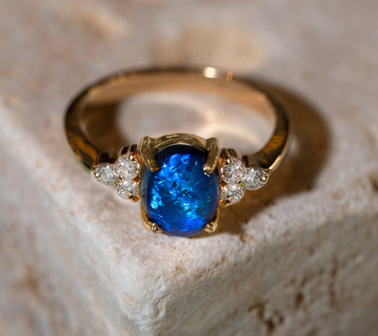 Australian black opal with chinese writing pattern