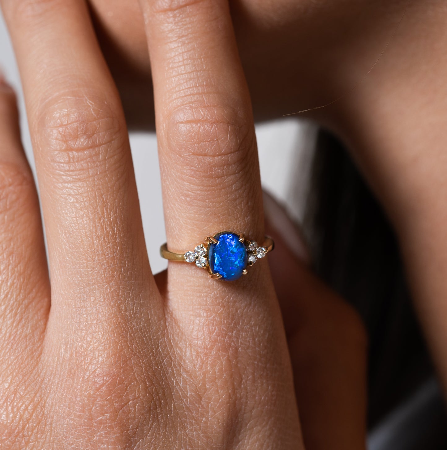 Australian black opal with chinese writing pattern