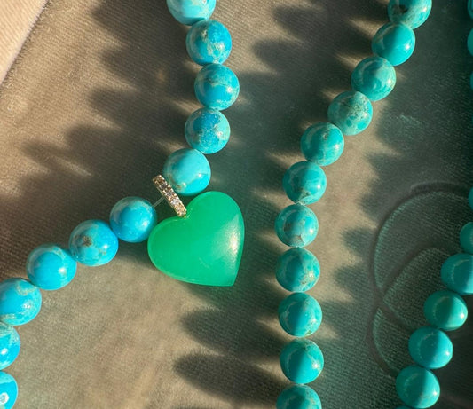 Chrysoprase heart charm