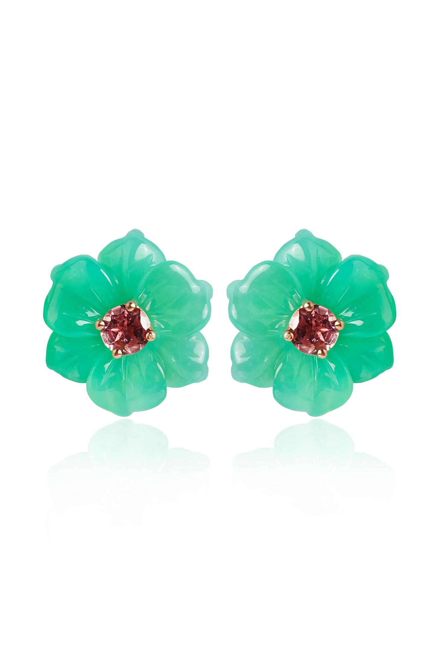 Chrysoprase and pink Tourmaline earrings