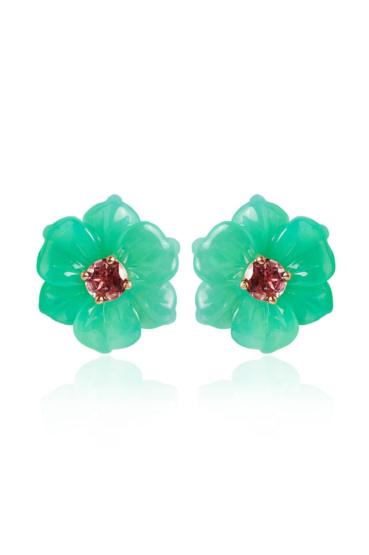 Chrysoprase and pink Tourmaline earrings