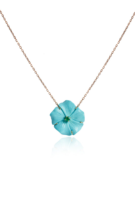 Turquoise flower and emerald pendant