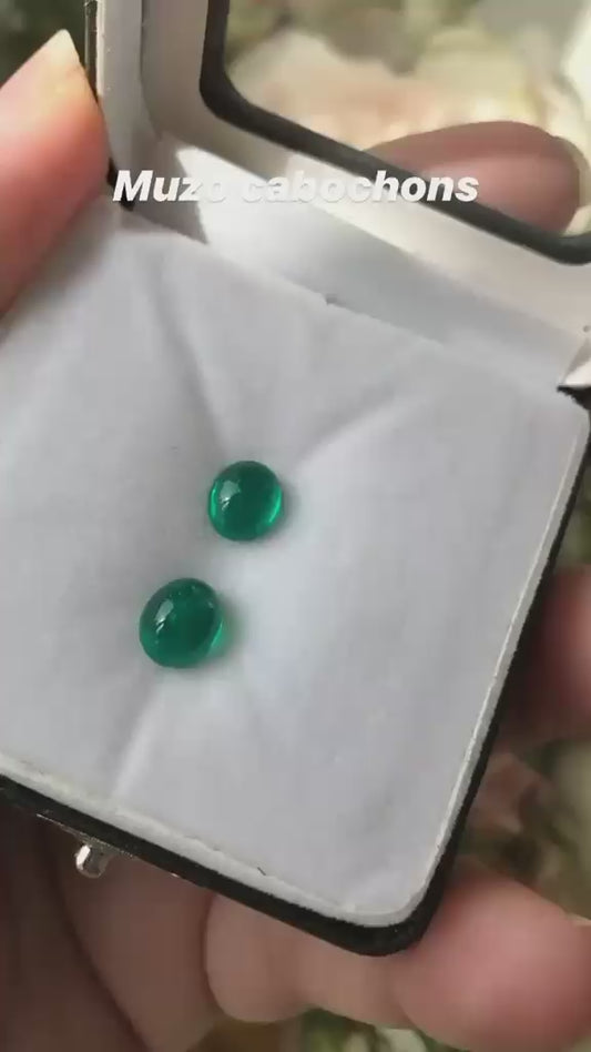 Colombian cabochon Emerald pair